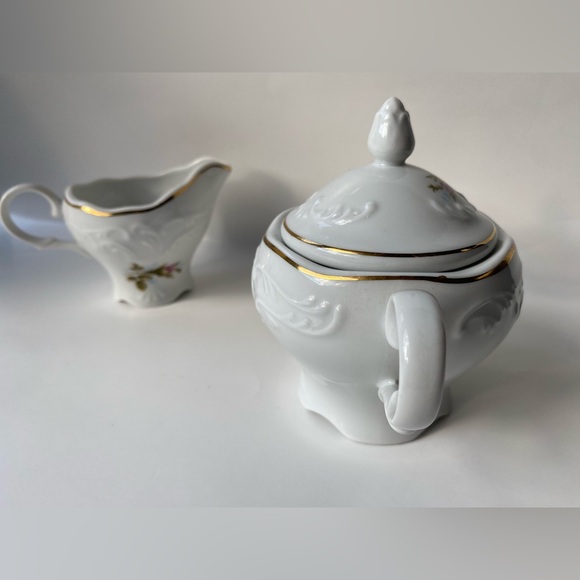 Vintage Manuet Poland - Vienna Rose Sugar Bowl & Creamer - Picture 11 of 11